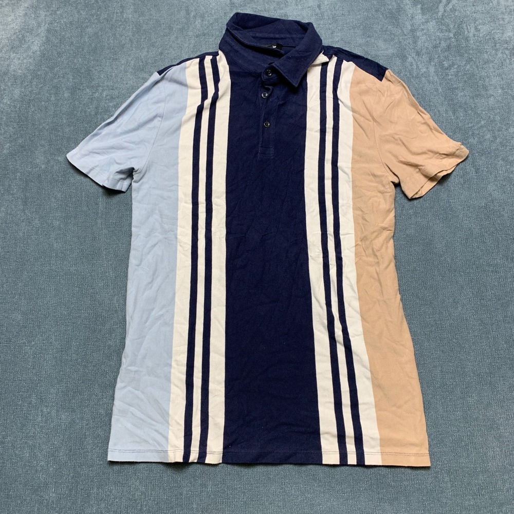 Express Polo Shirt Mens Medium Multicolor Striped Stretch Athleisure Performance